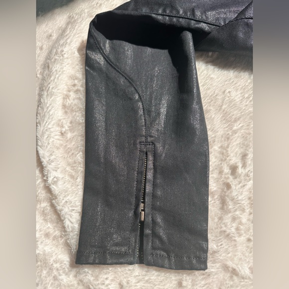 🇬🇧 ALL SAINTS “Brodie” Waxed Low Rise Cropped Skinny Jean Black - Picture 5 of 8